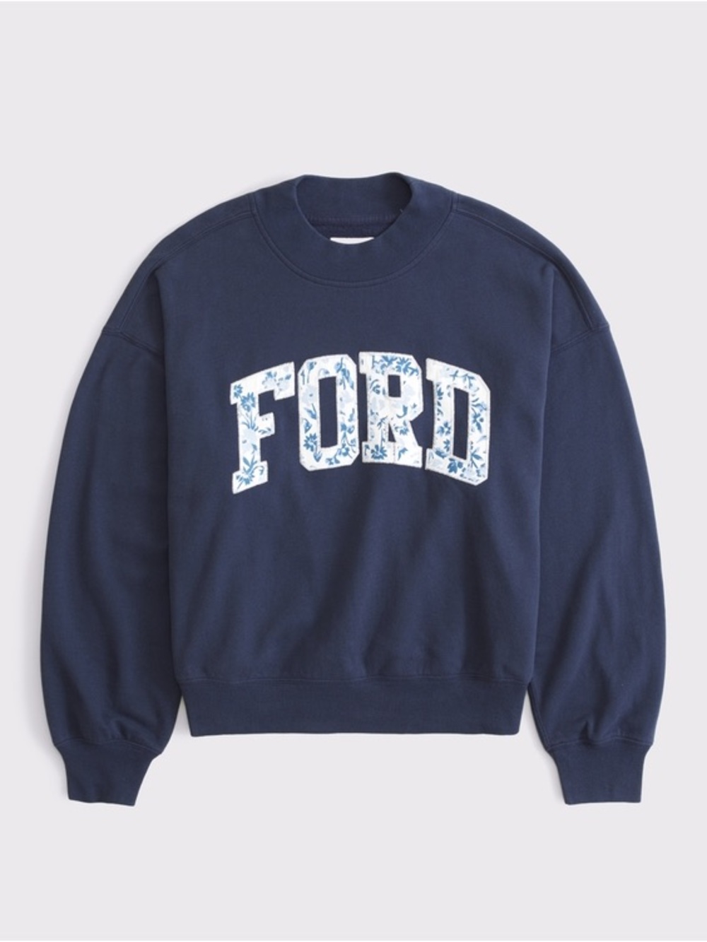 Abercrombie Ford Oversized Crew Crop Sweatshirt S BNWT Navy Blue Sweatshirt LUX